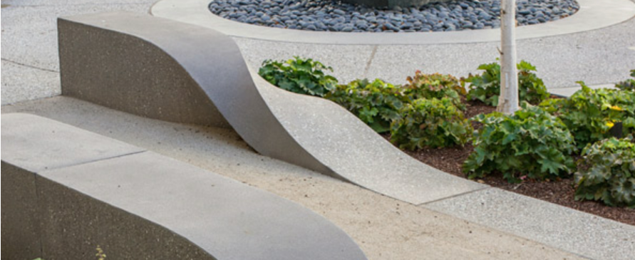 Curved granite planter
